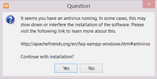 XAMPP install first page